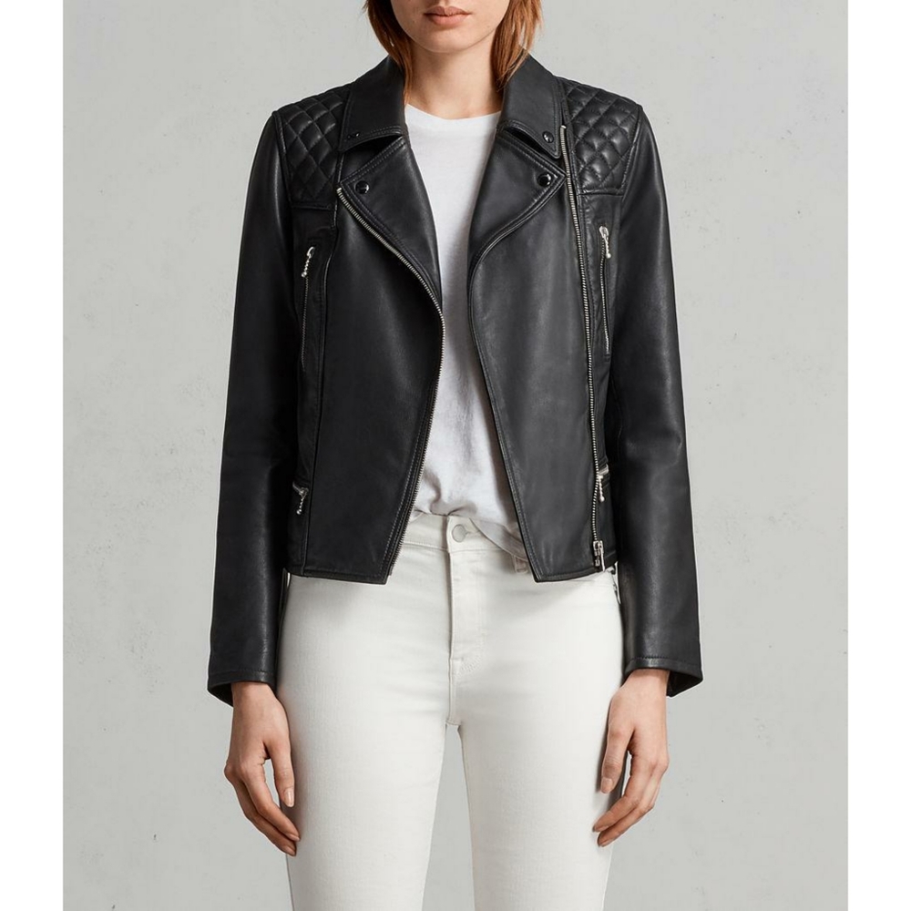 All Saints Kelham Leather Biker Jacket - Picture 2 of 8